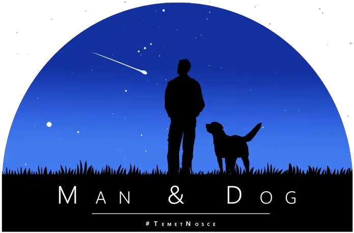 Download Of A Man And Dog Sitting Watching The Night Sky Man And Dog Silhouette Png Dog Sitting Png