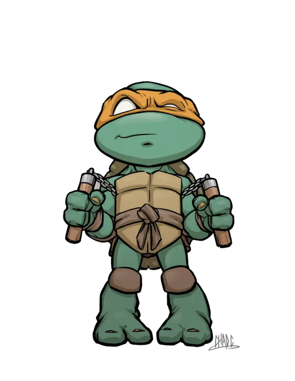 Download Chibi Mikey By Chadwick J Coleman Ninja Turtle Teenage Mutant Ninja Turtles Cartoon Drawing Png Michelangelo Png