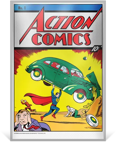 Action Comics 1 35g Pure Silver Foil New Zealand Mint Superman First Appearance In Action Comic Png Cartoon Book Png