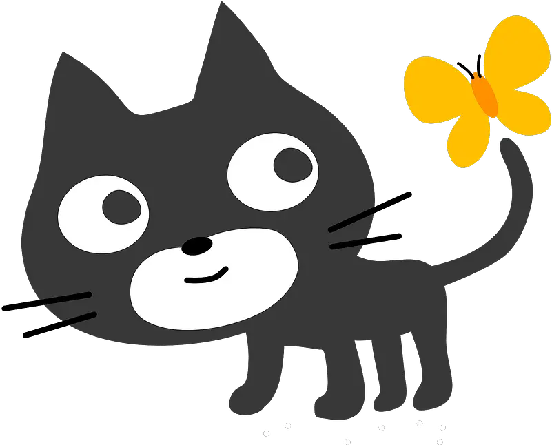 Cartoon Cat With Butterfly Clipart Png