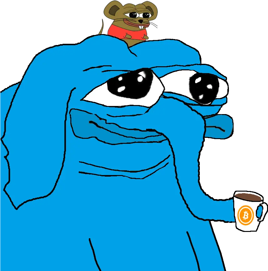 Download Blue Elephant Pepe Mouse Bitcoin Coffee Cartoon Pepe Mouse Png Pepe The Frog Png