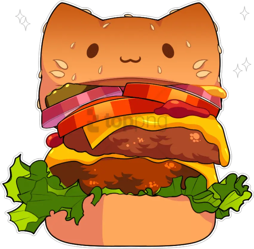 Cheeseburger Clipart Greasy Food Cartoon Food With Cheeseburger Drawing Png Cheeseburger Transparent Background