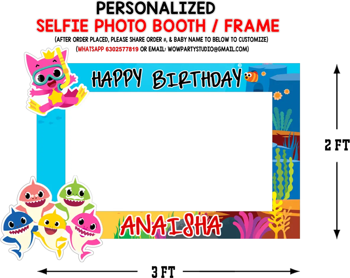 Personalized Baby Shark Birthday Selfie Frame Photo Booth 3ft Selfie Frame Png Baby Shark Png