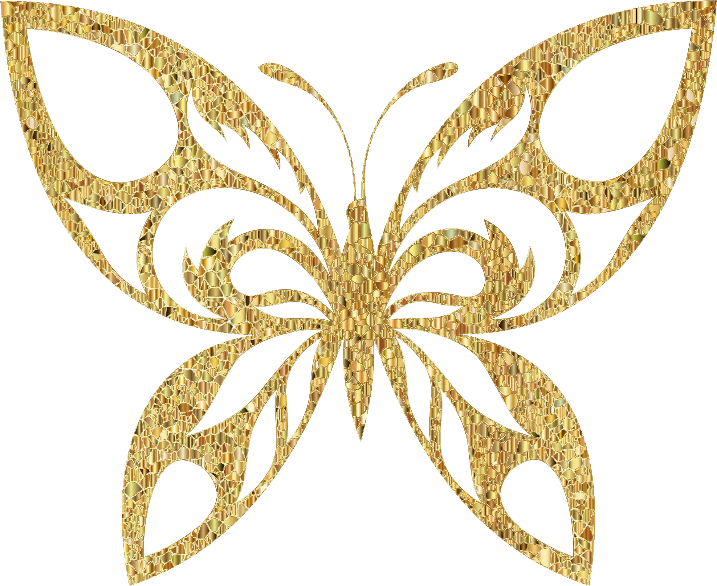 Gold Tiled Tribal Butterfly Silhouette Butterfly Silhouette Png Gold Butterfly Png