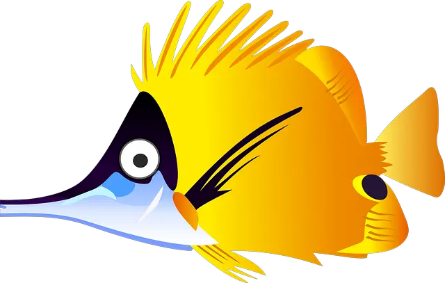 Cartoon Fish Sea Tropical Yellow Cartoon Fish Png Cartoon Fish Transparent Background