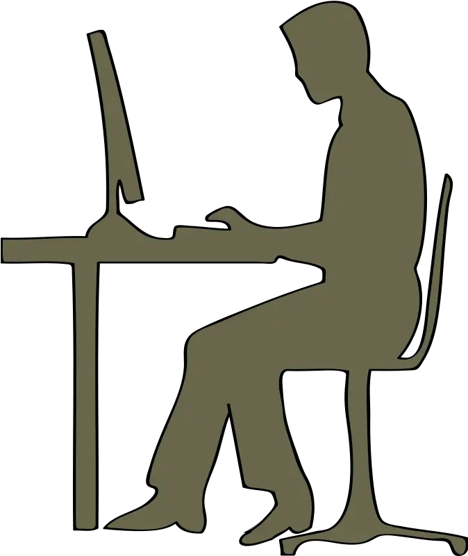 Person Sitting Silhouette Png Man Sitting At Computer Person Sitting At Desk Computer Clipart Png