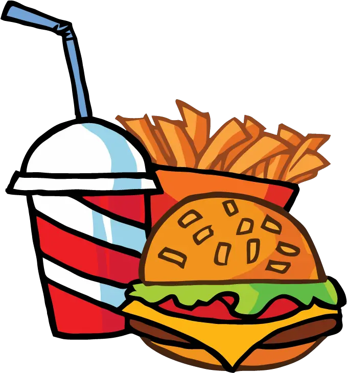 Fast Food Cheeseburger Drink Easy Junk Food Drawing Png Cartoon Food Png