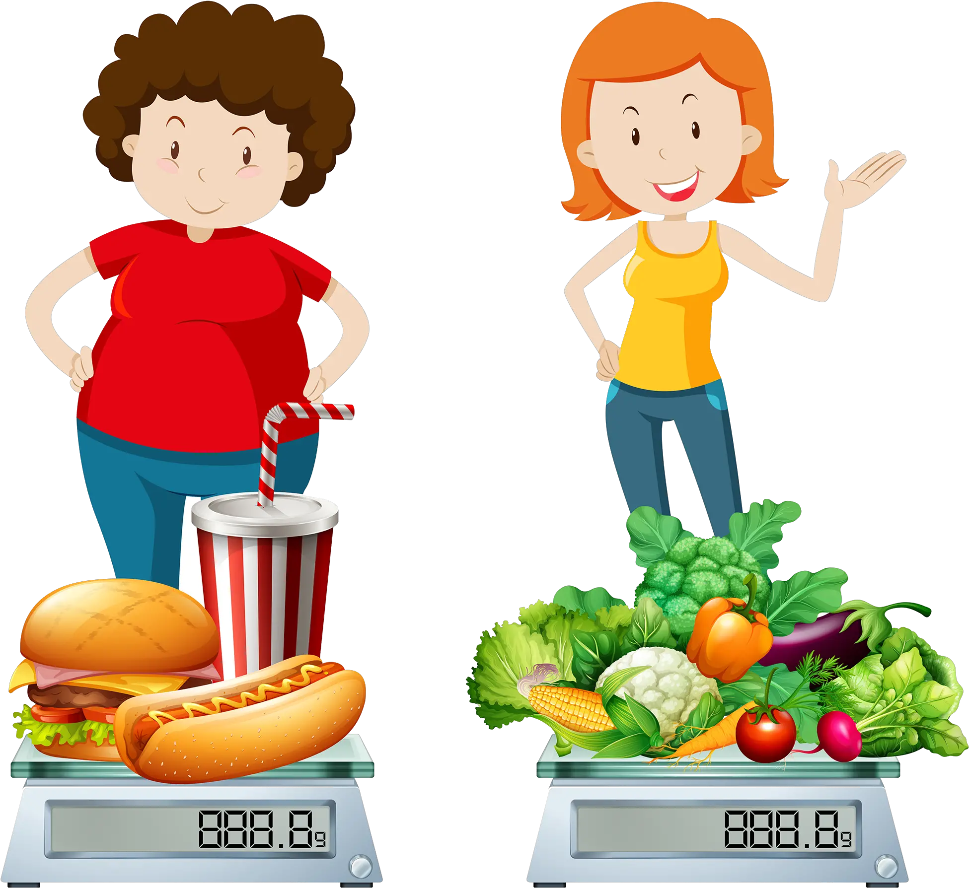 Cartoon Food Png Healthy And Unhealthy Person Cartoon Food Png