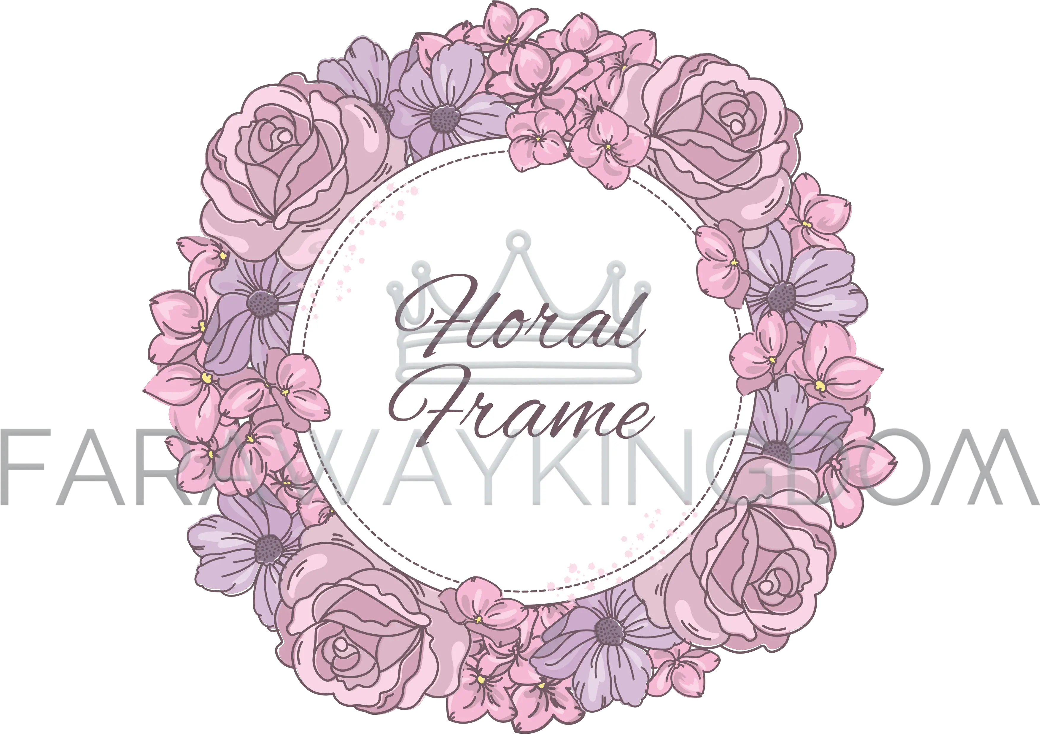 Floral Frame Wedding Cartoon Wreath Vector Illustration Set Design Png Transparent Floral Frame