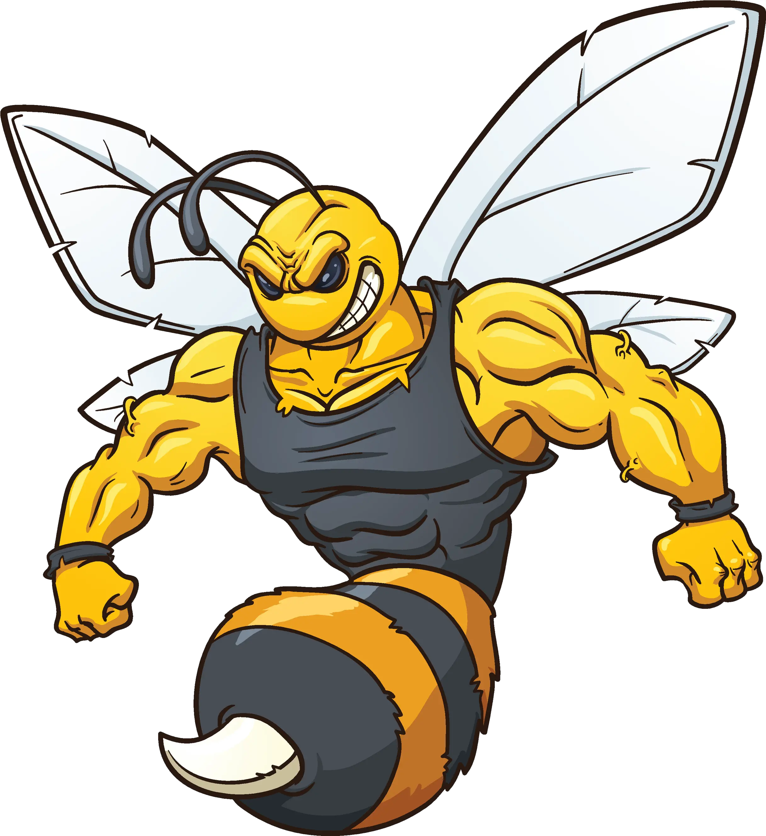 Bee Wasp Clip Art Strong Cartoon Bee 3000x2657 Png Hornet Cartoon Cartoon Bee Png