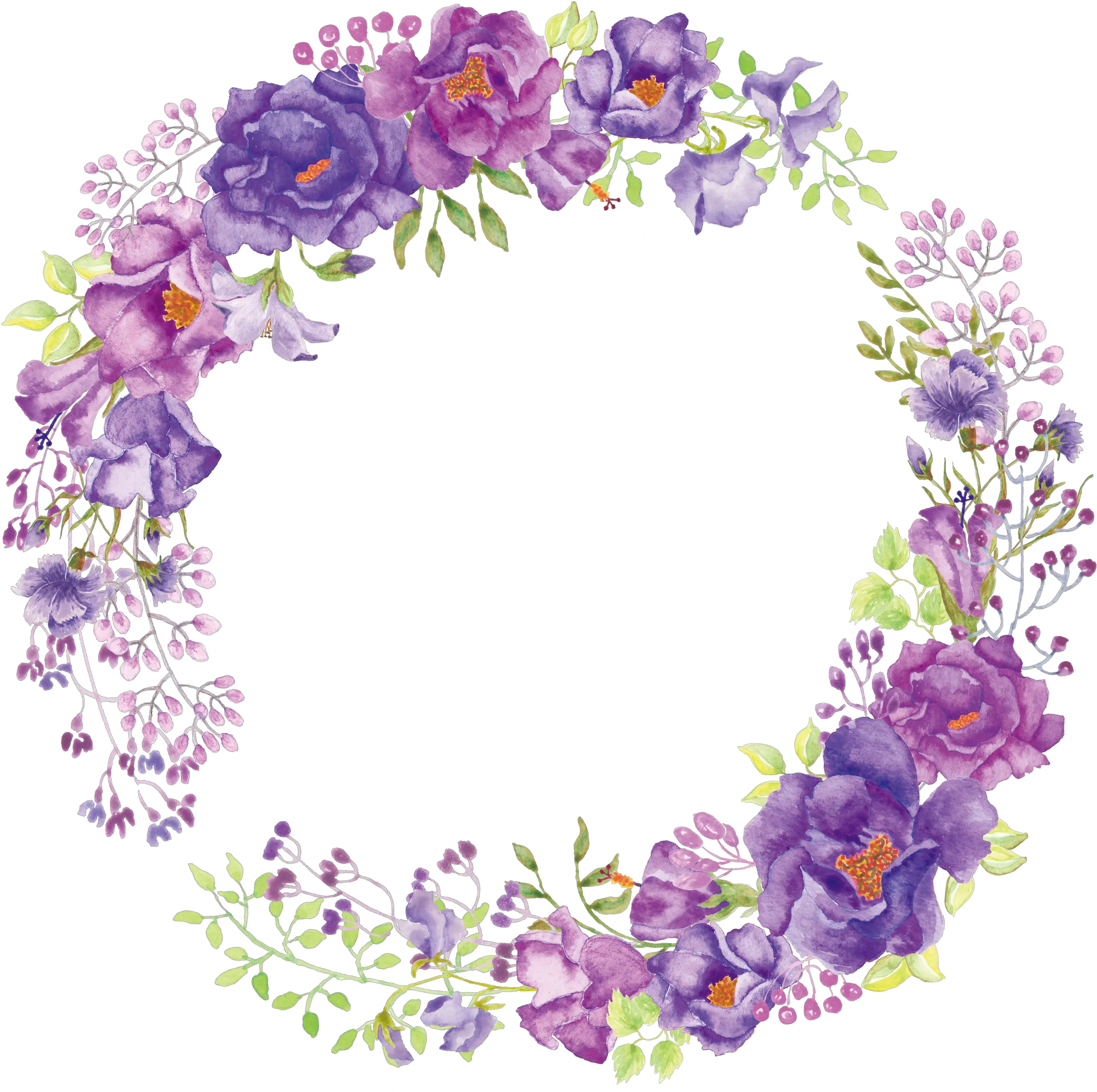 Floral Frame Png Purple Flower Wreath Lavender Png