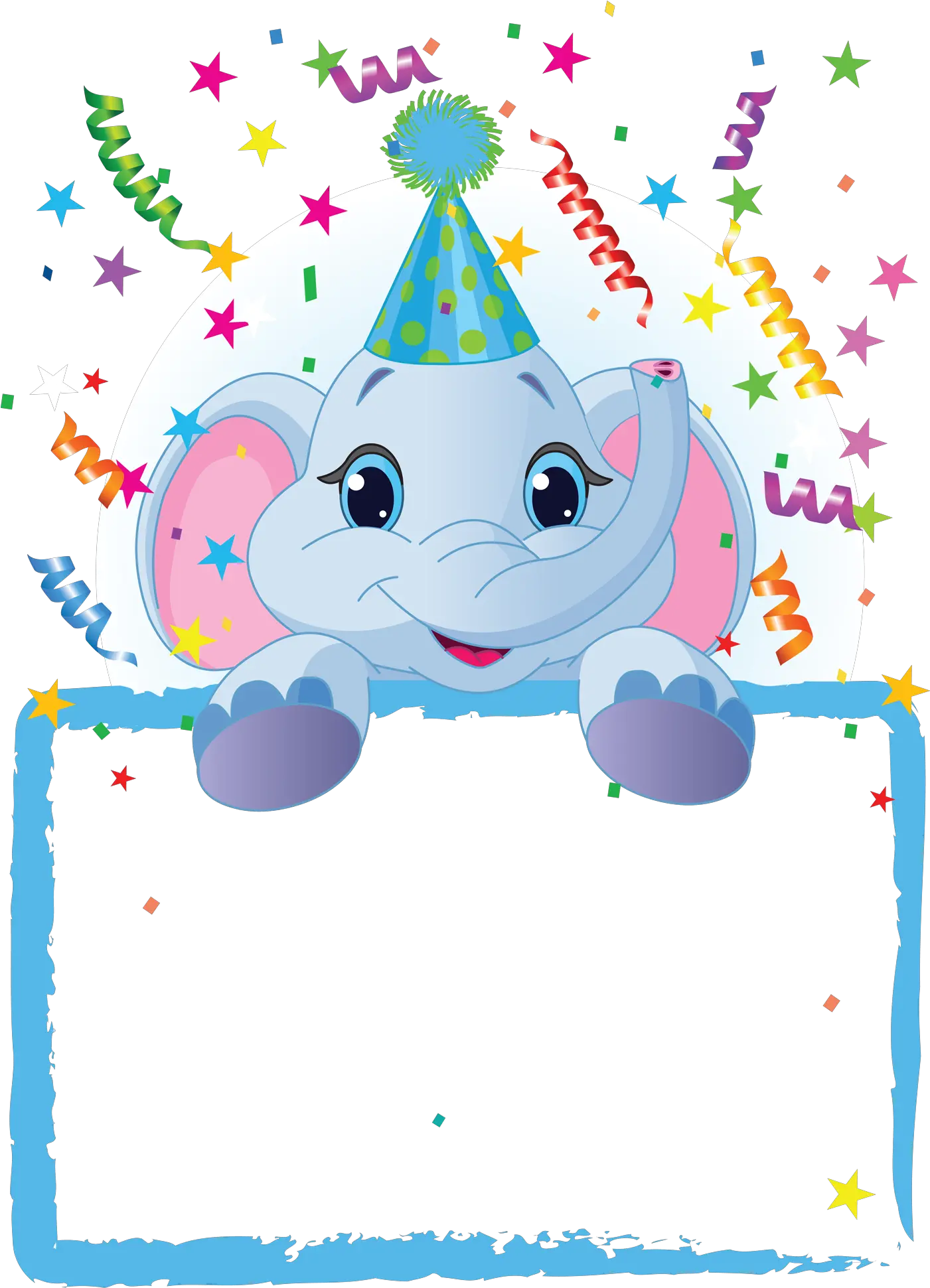 Transparent Png Kids Blue Frame Gallery Yopriceville Birthday Baby Elephant Cartoon Blue Frame Transparent