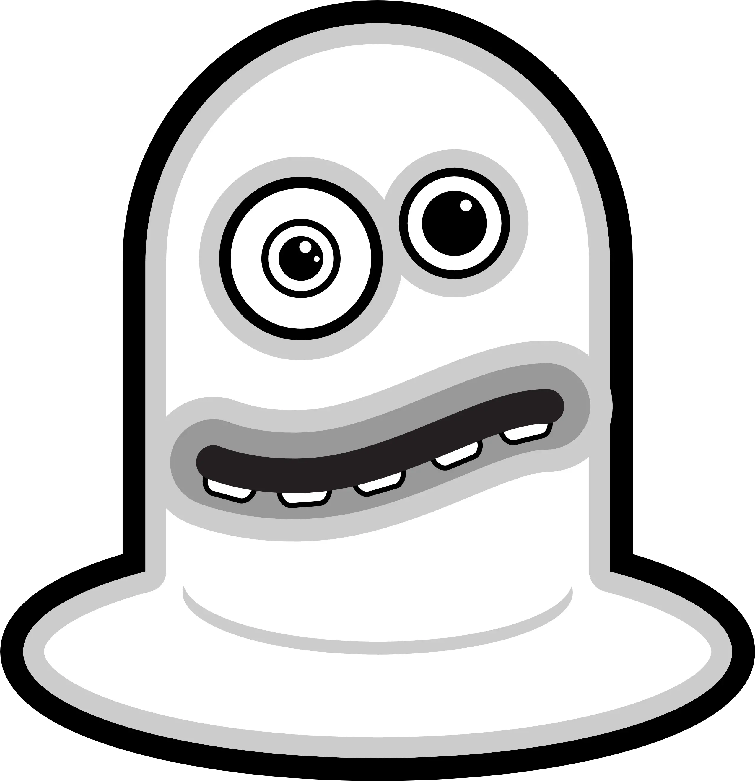 Cartoon Monster With Curved Mouth Black And White Clip Art Gambar Kartun Alien Lucu Png Monster Mouth Png