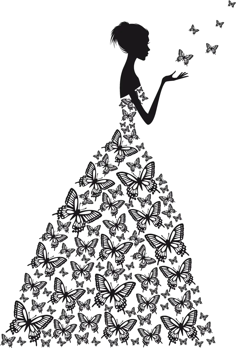 Download Wall Decal Dresssketchbeautyvectorflat Butterfly Dress Silhouette Png White Dress Png