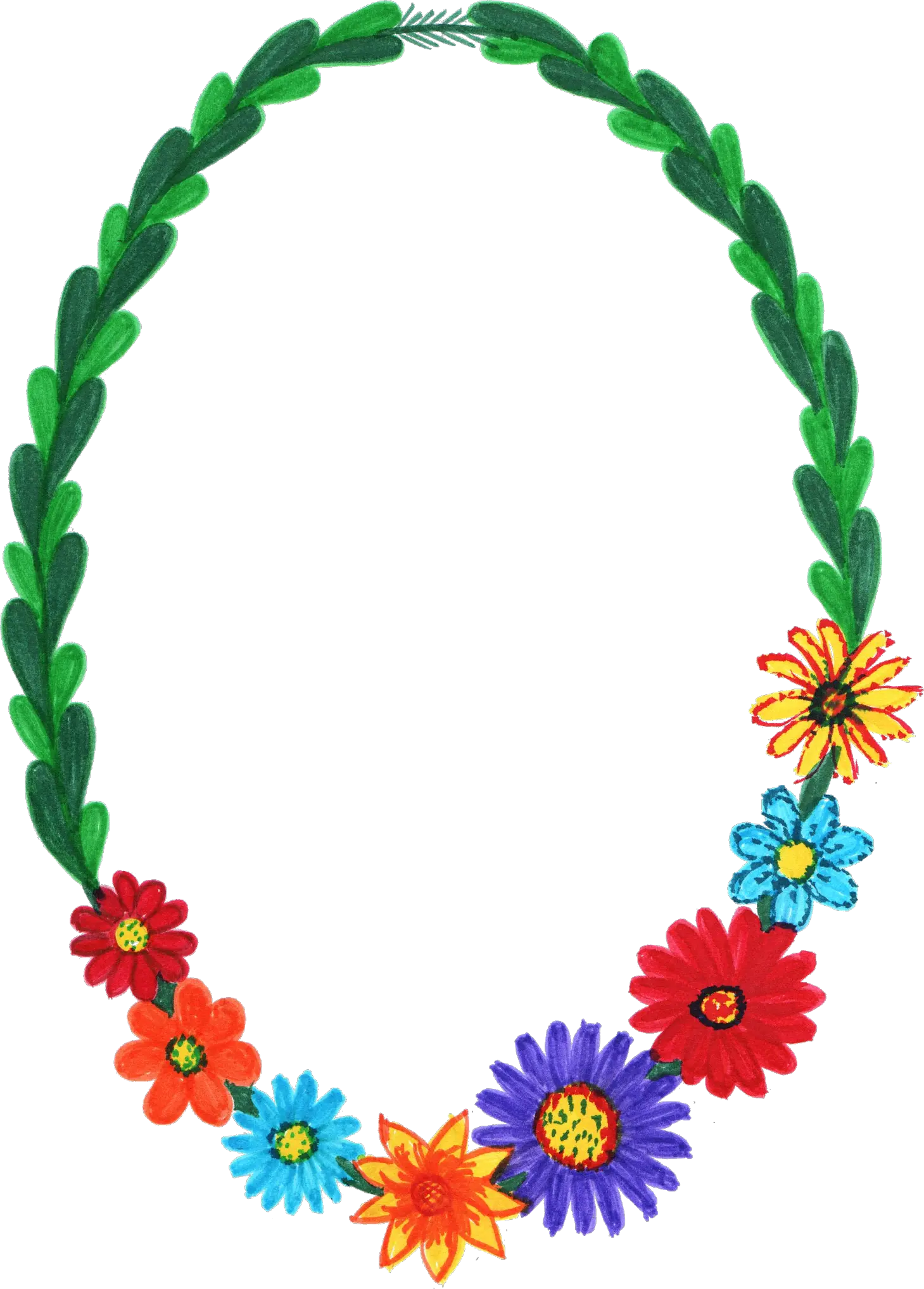 Oval Flower Frame Png Transparent Colorful Flowers In Flower Oval Frame Png Fram Png