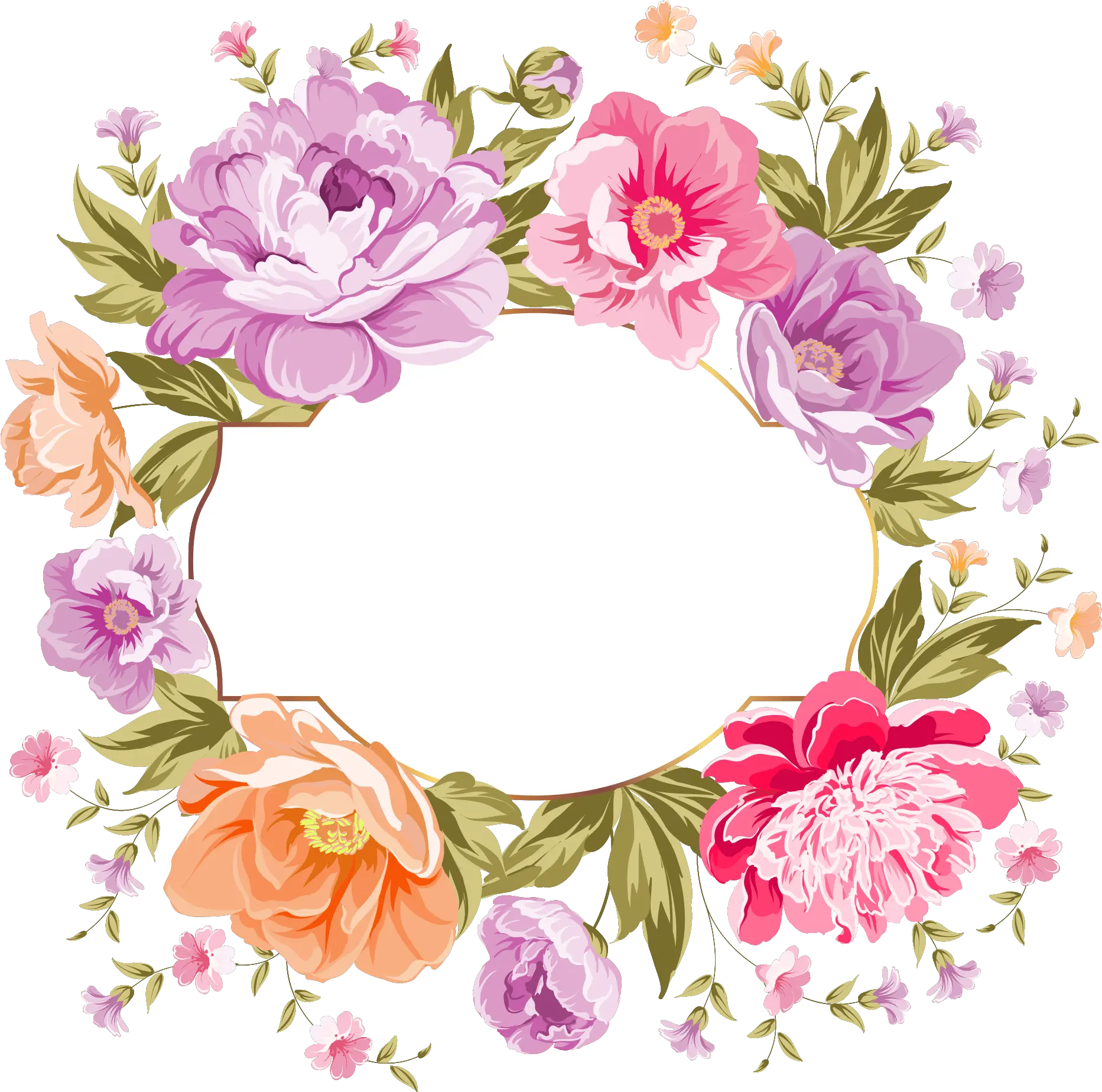 Wedding Flower Frame Png Clipart Full Size Clipart Watercolor Flowers Frames Transparent Background Flower Frame Png