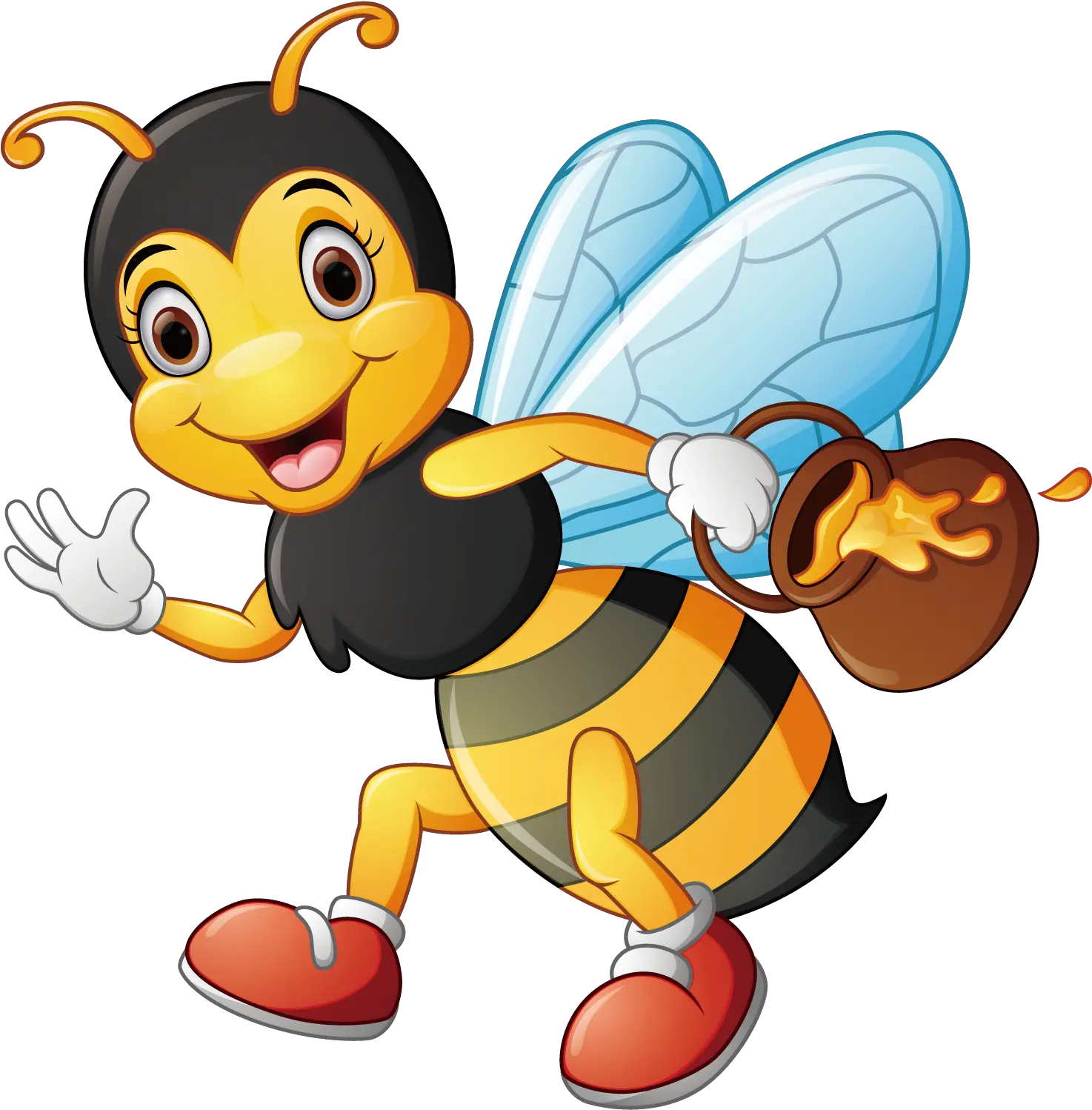 Clip Art Stock Cartoon Illustration Honey Bee Png Cartoon Cartoon Bee Png