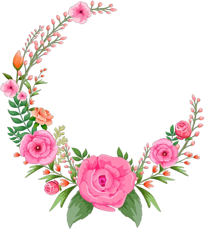 Download Pink Rose Flowers Flower Frame Free Hd Image Floral Circle Frame Png Pink Rose Transparent Background