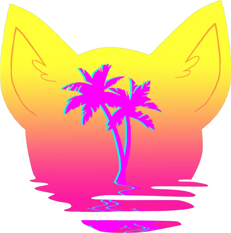 Vaporwave Cat By Salicos Palm Tree Vector Silhouette Palm Tree Vector Art Png Palm Tree Vector Png