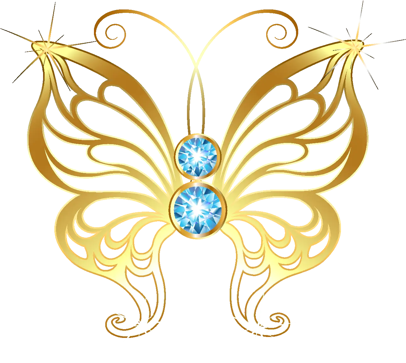 Cartoon Golden Line Butterfly Element Butterflies Png Golden Line Png