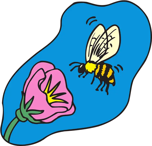 Download Flower Cartoon Bee Flying Plant Insect With Cartoon Bee At A Flower Png Cartoon Bee Png