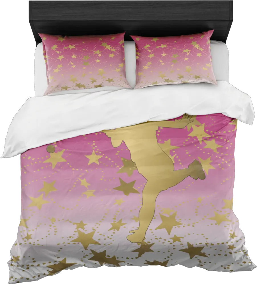 Female Tennis Player Silhouette In Gold With Stars Duvet Cover Png Cheerleader Silhouette Png