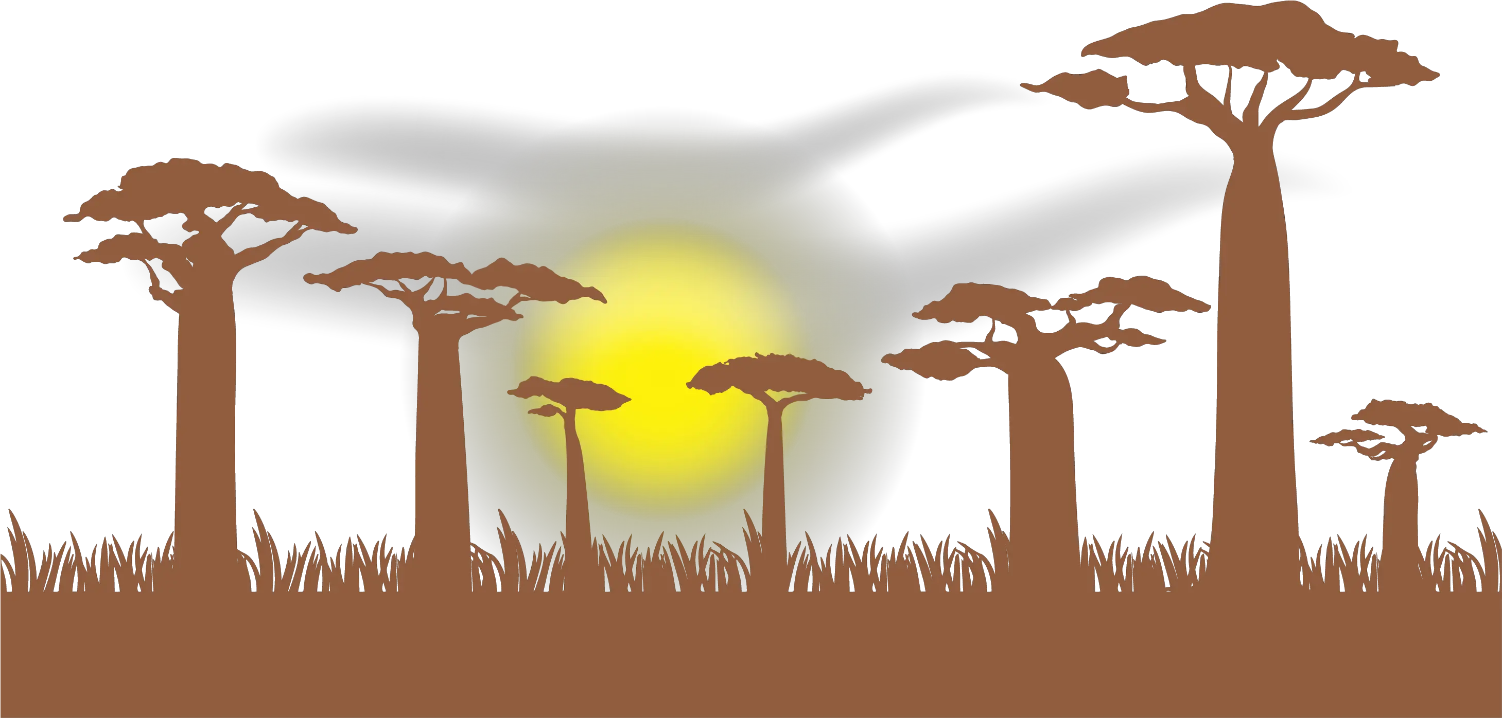 Grass Border Clip Art Tree Silhouette Baobab Png Grass Border Png