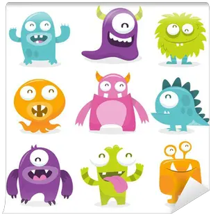 Wall Mural Series Of Vector Illustrated Cartoon Monsters Pixersus Illustrated Monsters Png Monster Head Icon