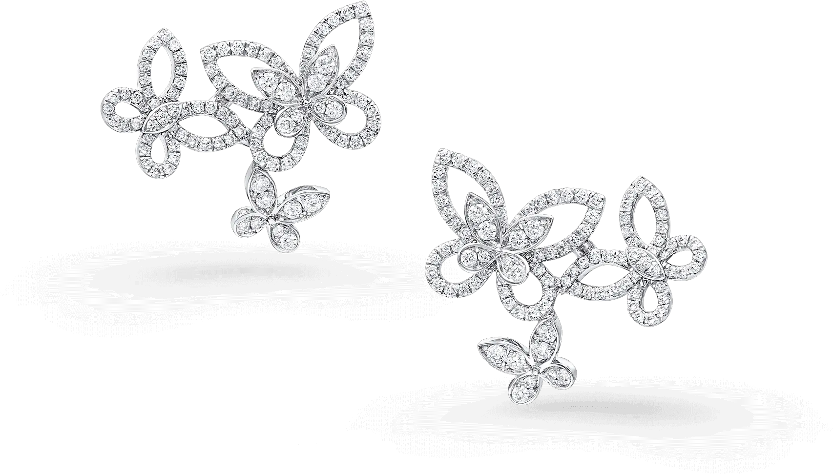 Triple Butterfly Silhouette Earrings Diamond Graff Silver Png Butterfly Silhouette Png