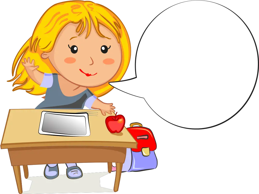 Cartoon Girl Girl At School Desk Clip Art Png Desk Transparent Background