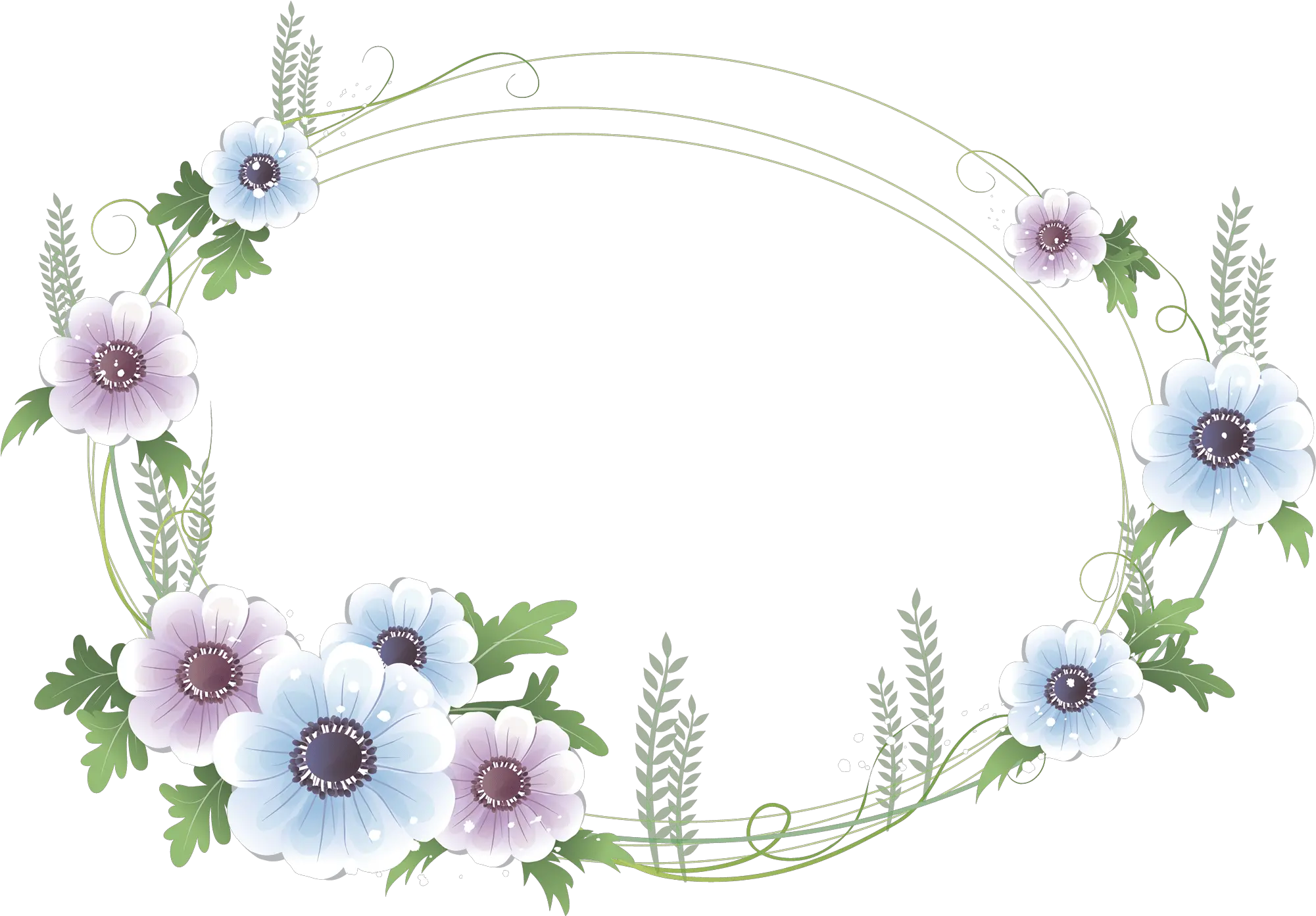 Download Hd Oval Floral Frame Flower Frame Blue Floral Picture Frames Png Free Transparent Floral Frame