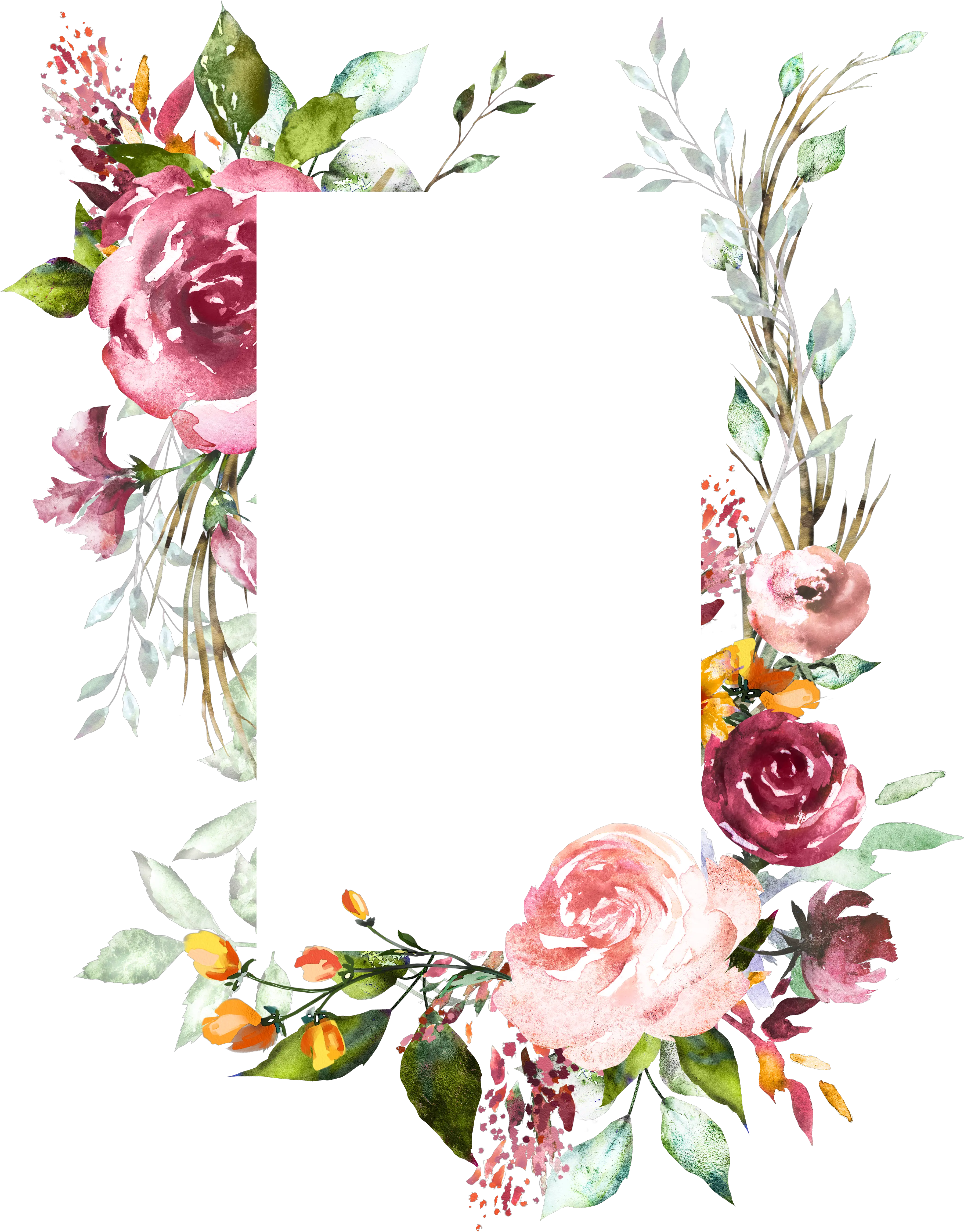 Floral Frame Png H804 Flower Frame Flower Art Watercolor Transparent Flower Frame Png Wedding Flowers Png