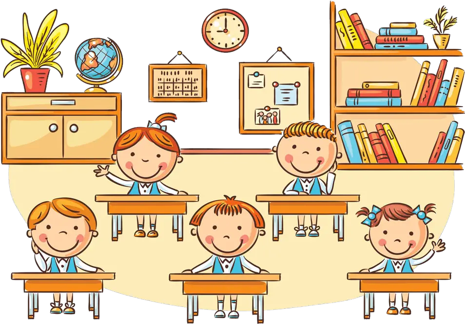 Library Of School Students Svg Freeuse Classroom Cartoon Png Student Clipart Png