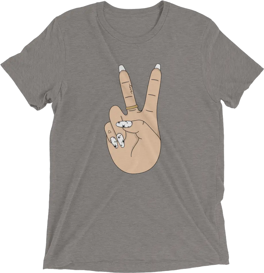 Peace Sign Hand Tri Blend Tshirt Light Skin Tone Png Peace Sign Hand Png