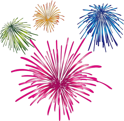 Transparent Colorful Fireworks Orange Blue Green Pink Cartoon Transparent Fireworks Png Transparent Fireworks