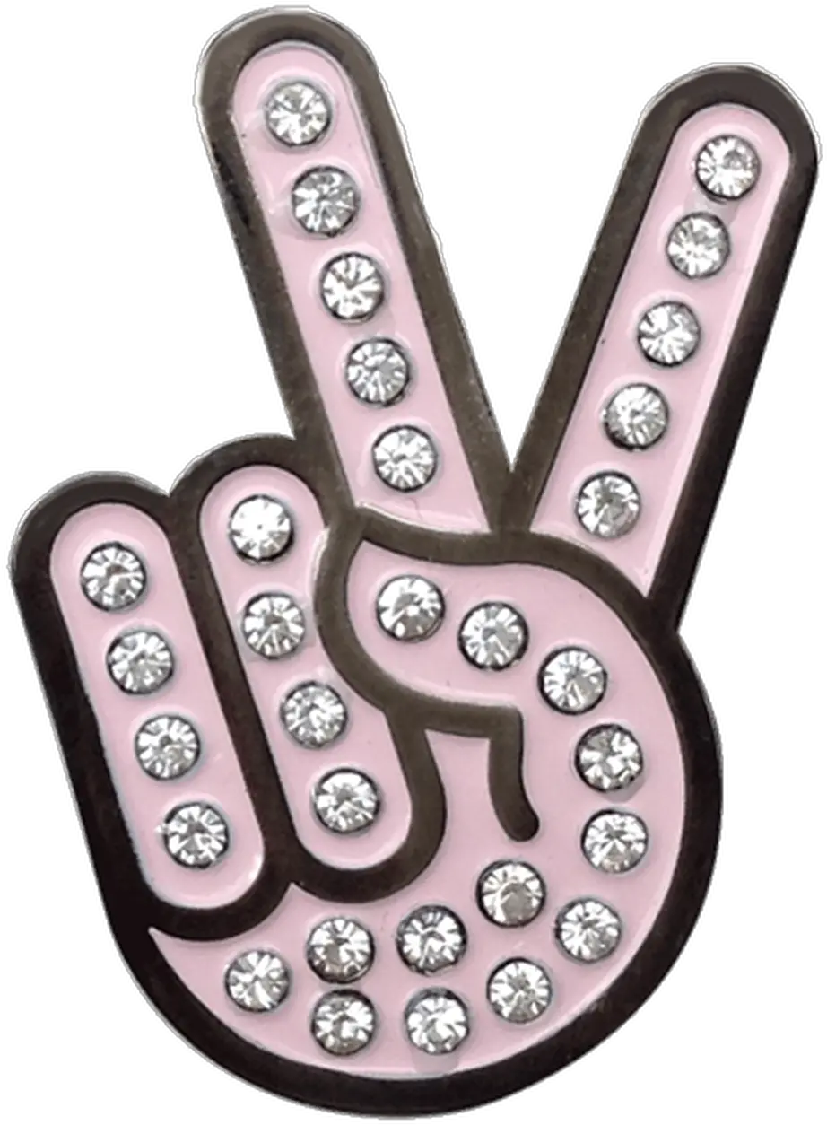 Readygolf Hand Gesture Peace Sign Ball Marker U0026 Hat Clip With Crystals Readygolf Png Peace Hand Sign Png