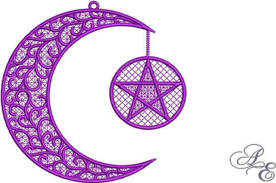 Art Of Embroidery Crescent Moon Pentagram Freestanding Triple Moon Design Transparent Png Pentacle Png