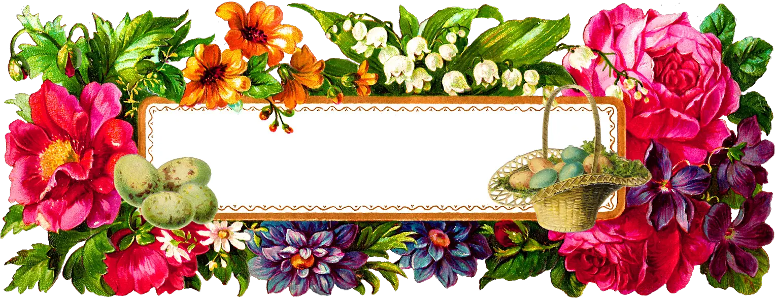 Digital Easter Label Png Rectangle Flower Frame Full Frame Design Transparent Background Rectangle Easter Frame Png