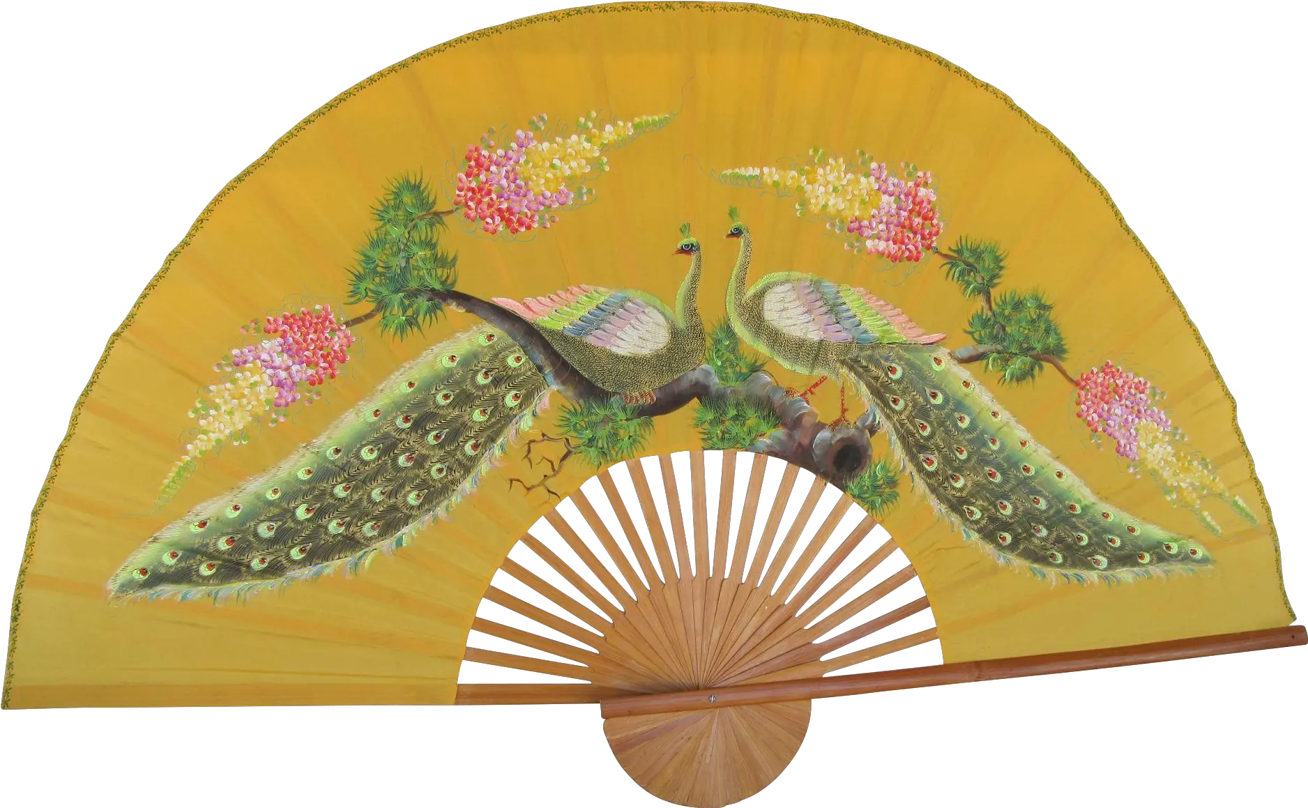 Hand Painted Peacock Fan Bamboo Frame Portable Network Graphics Png Bamboo Frame Png