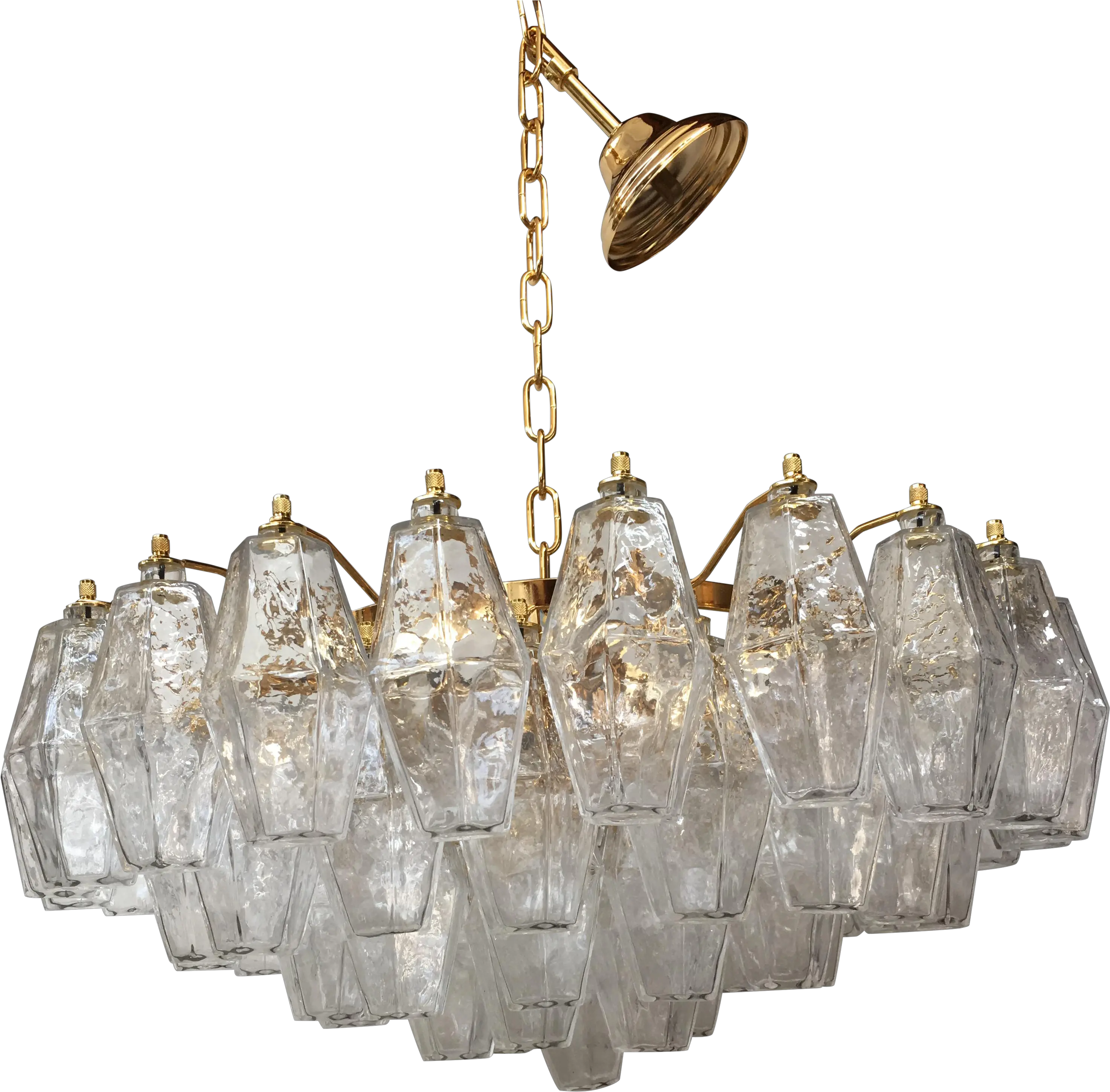 Chandelier Murano Glass Poliedro Sputnik Transparent Gold Metal Frame Chandelier Png Gold Frame Transparent