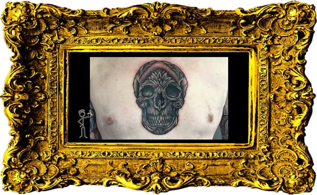 Download Skull Chest Tattoo Beautiful Love Photo Frame Png Chest Tattoo Png