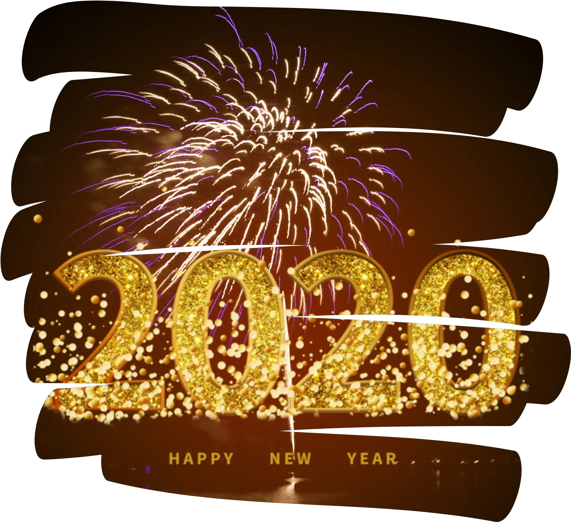 Happynewyear 2020 Glitter Gold Fireworks Night Blue Fir Fireworks Png Gold Fireworks Png