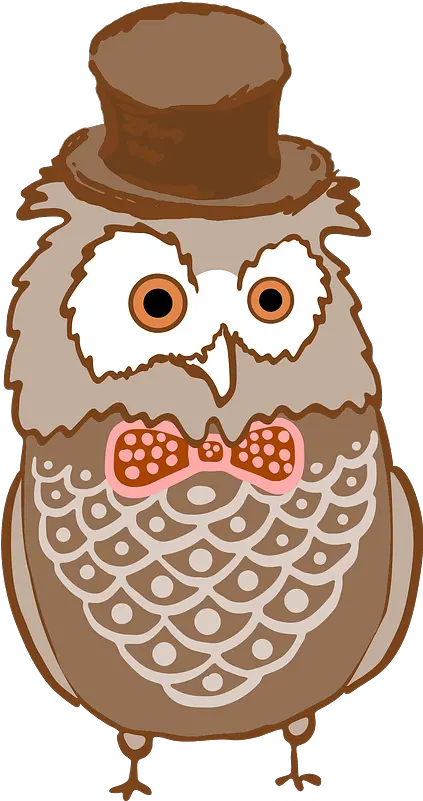 Brown Owl In Bandana Bowtie And Top Hat Clipart Free Owls Png Top Hat Transparent