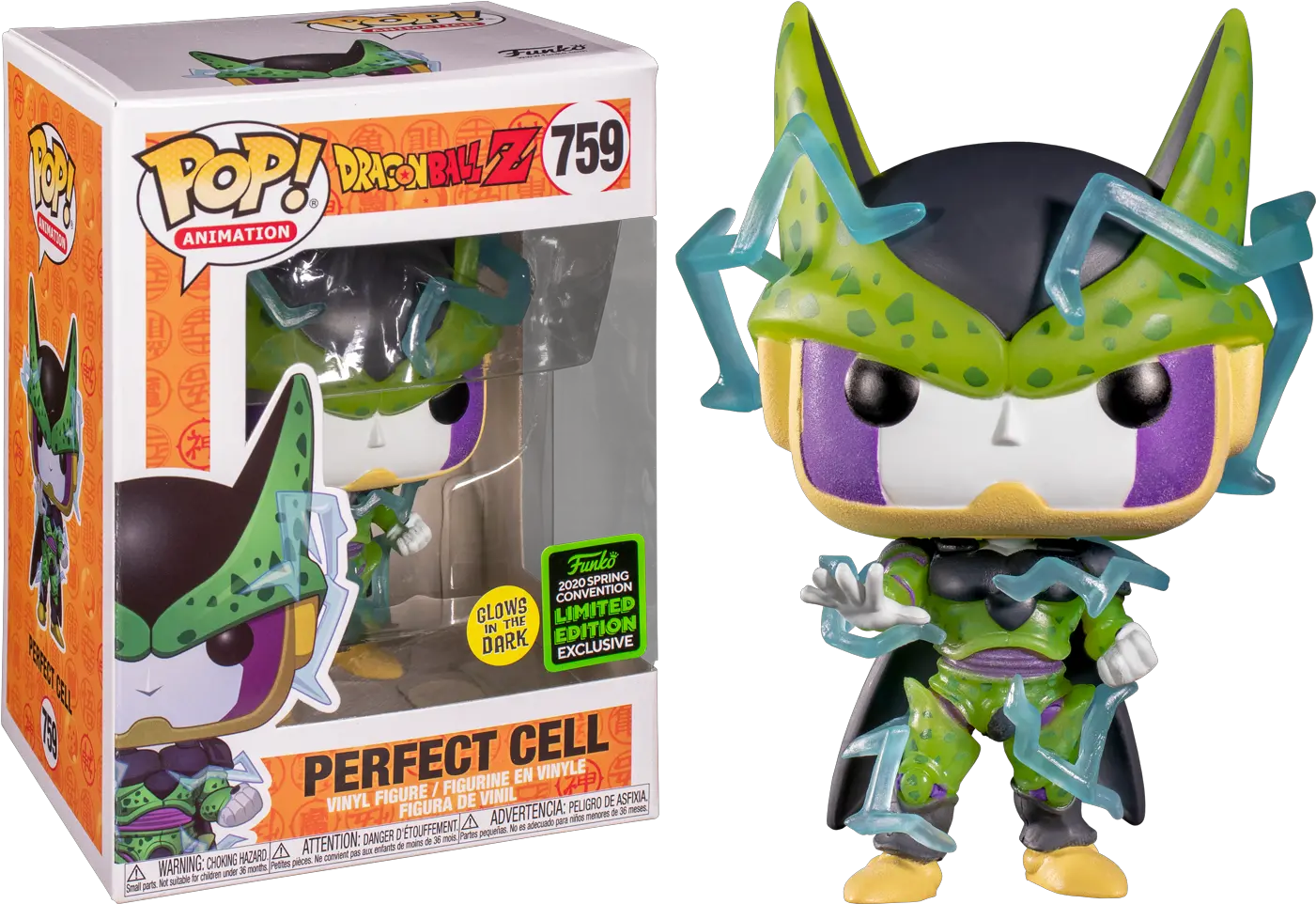 Funko Pop Dragon Ball Z Perfect Cell Glow In The Dark 759 2020 Spring Convention Exclusive Perfect Cell Glow In The Dark Funko Pop Png Dragon Ball Z Png