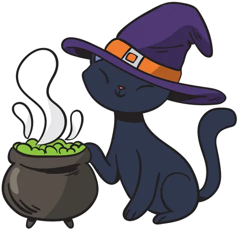 Black Cat Witch Cartoon Transparent Png U0026 Svg Vector File Gato De Bruxa Desenho Cat In The Hat Png