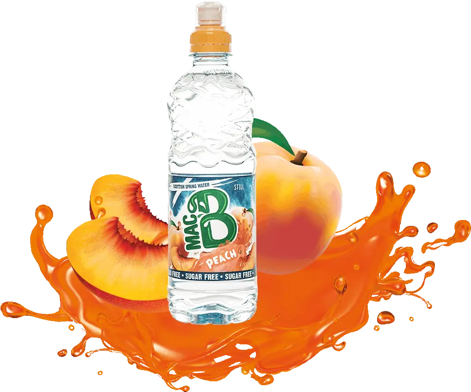 Peach Macb Scottish Spring Water Bursting With Natural Bottle Png Peach Png