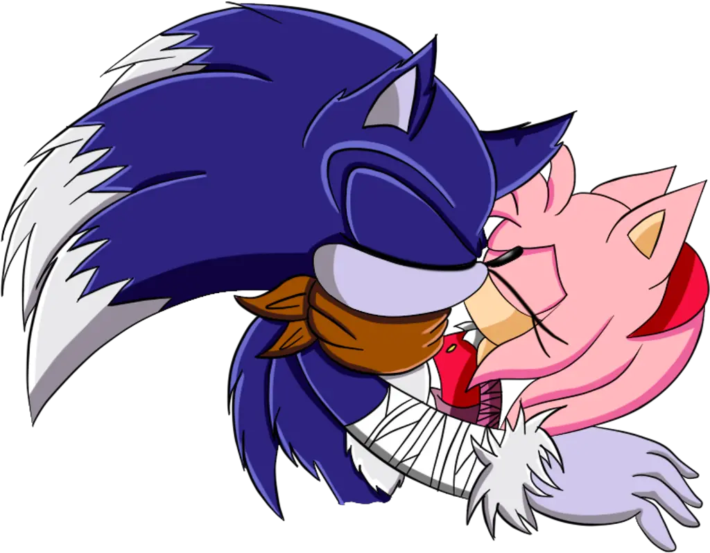 Werehog And Amy Rose Kissing Sonic Boom Sonic Amy Boom Kiss Png Amy Rose Png