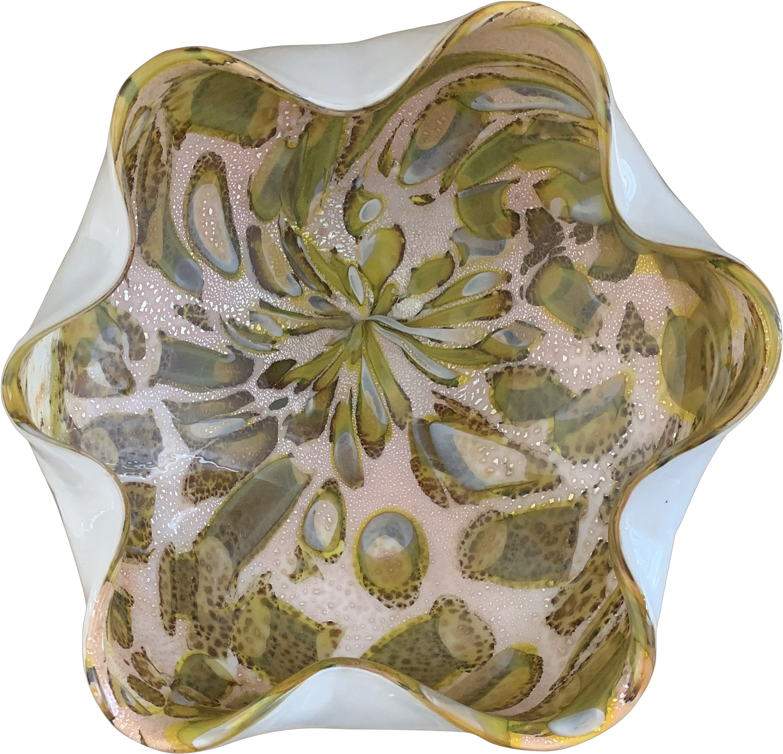 Murano Glass Sommerso Confetti Pale Pink Green And Tortoise With Silver Bowl Ceramic Png Silver Confetti Png