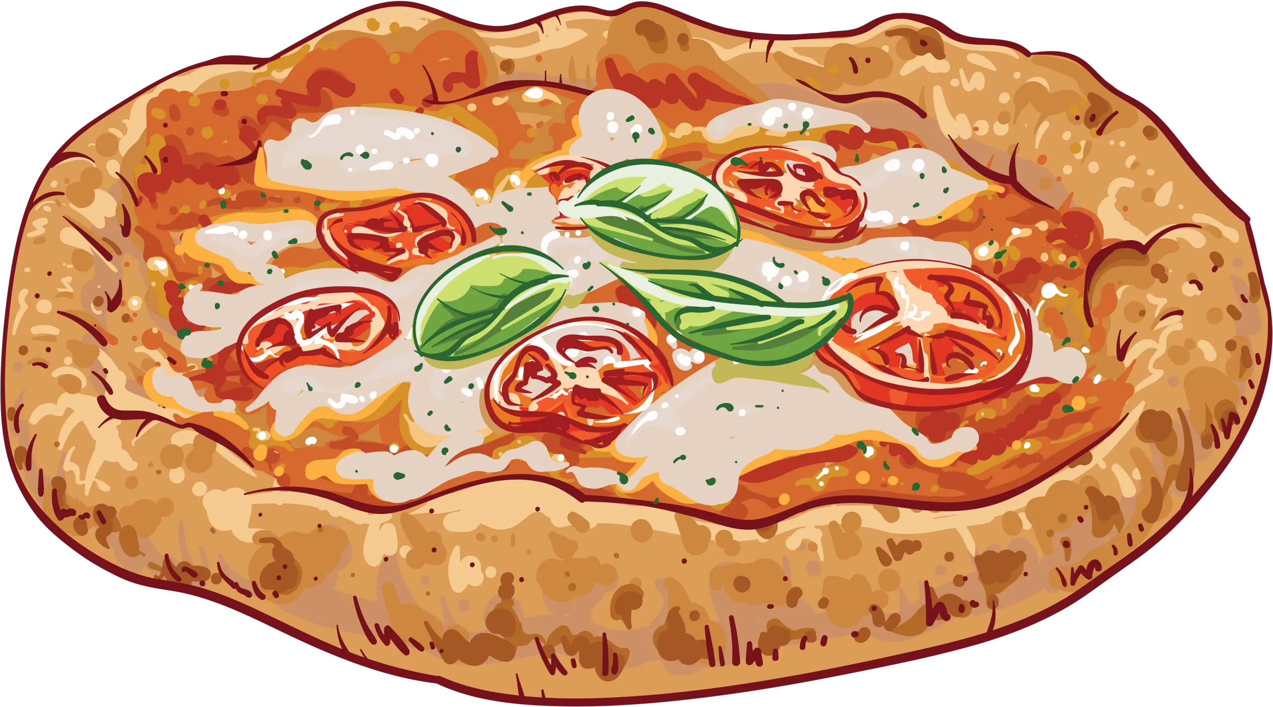 Download Hd Pizza Soleil Food Cheesy Margherita Pizza Illustration Png Cartoon Food Png