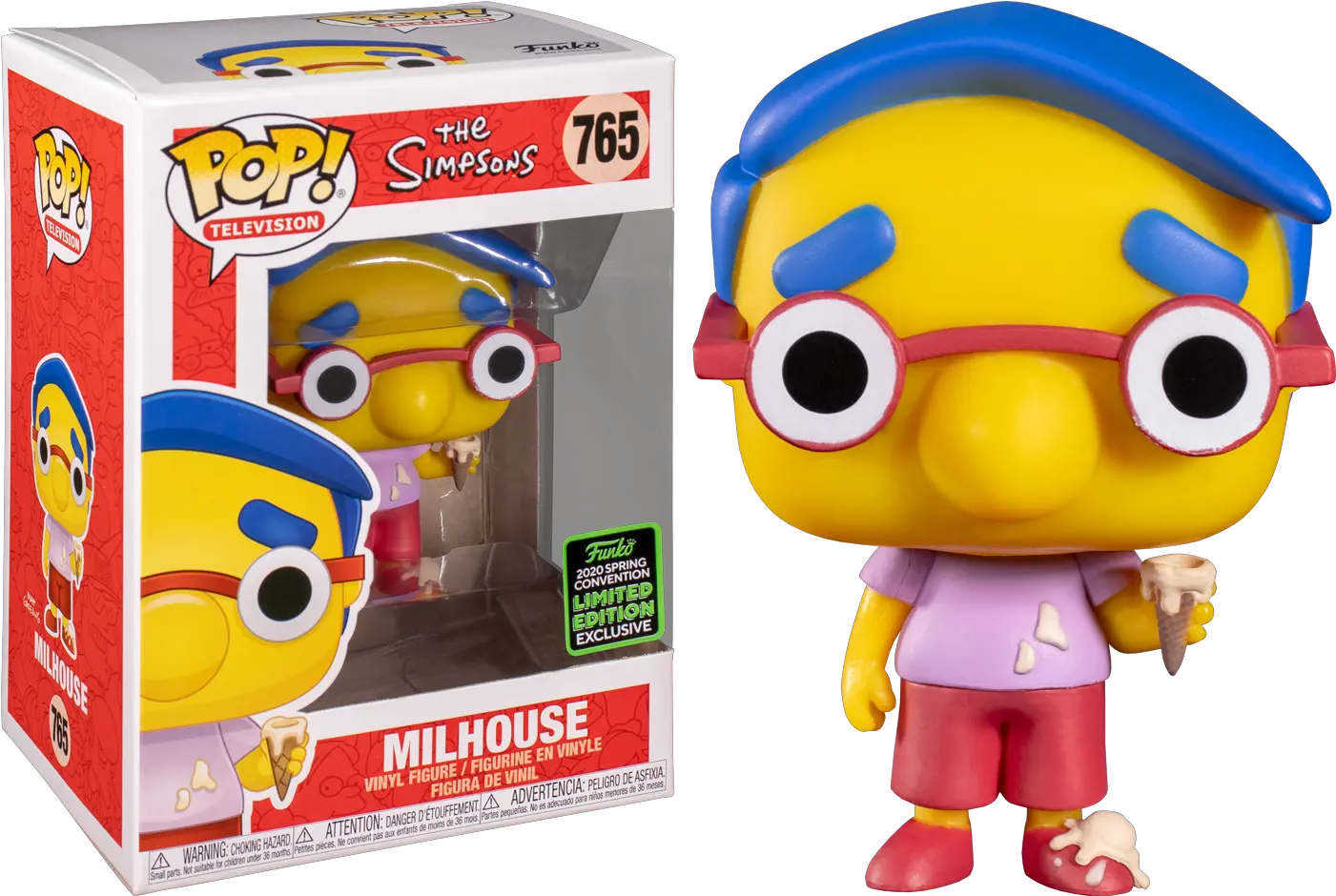 Funko Pop The Simpsons Milhouse Van Houten 765 2020 Spring Convention Exclusive Milhouse Funko Png Simpsons Transparent